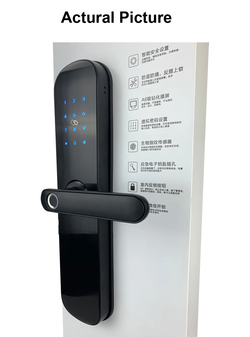 Европейский врезной Bluetooth TTLock отпечатков пальцев замок, электронный умный дверной замок для алюминиевой стеклянной двери