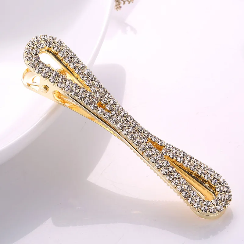 

2019 New Women Korea Fashion Shiny Crystal Rhinestones Hair Clips for Women Hair Accessories Geometric 8 shape Hairpins