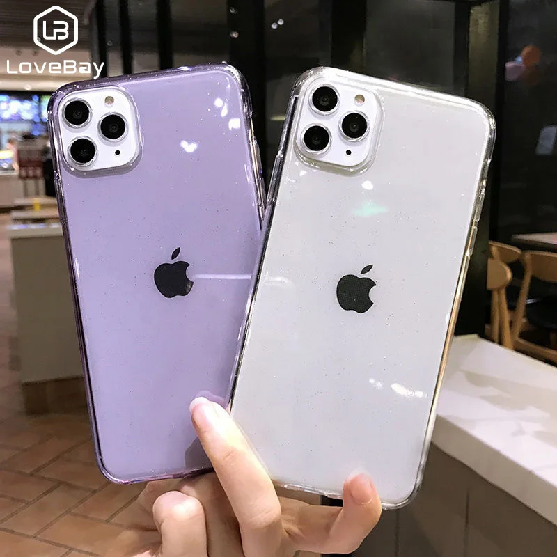 Lovebay Transparent Glitter Candy Color Phone Case For iPhone 11 Pro X XR XS Max 7 8 6 6s Plus Shockproof Clear Soft Back Cover | Мобильные