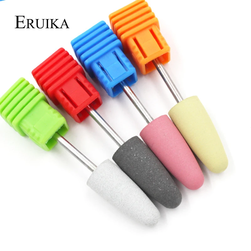 ERUIKA 4 шт./компл. 10*24 мм резины и силикона с объемным сверла для ногтей домашние тапочки с изображением головы бит придание ногтям формы фрез для маникюра и педикюра, фрезер кутикулы и набором инструментов для чистки