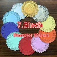 20pcs 7 5inch 10color gold pink blue red round diameter 190mm paper lace doilies placemat for christmas wedding party decoration