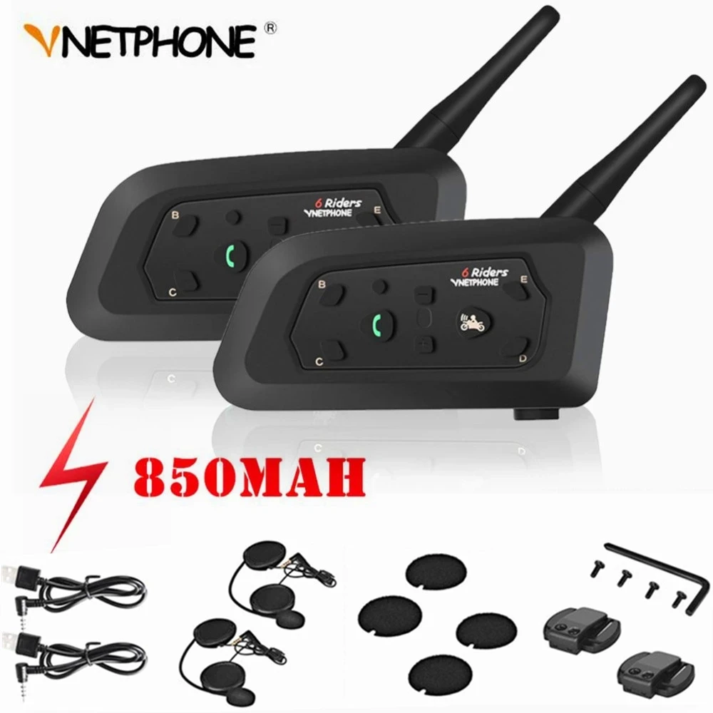 Гарнитура для мотоциклетного шлема V6 Pro 2 шт. беспроводные наушники