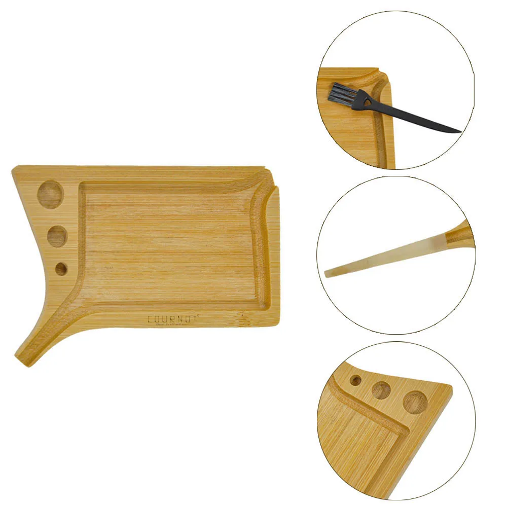 

COURNOT Natural Bamboo Rolling Tray With Pre Rolled Cone Holder 90MM*132MM Multifunctional Bamboo Tobacco Cigarette Tray Case