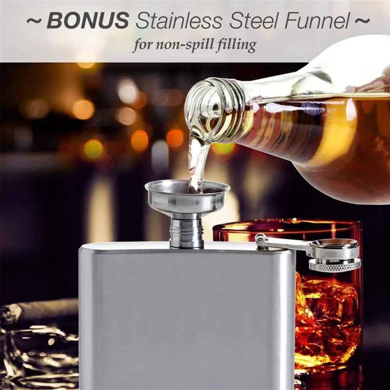 New 1 4 5 6 7 8 9 10 oz Stainless Steel Hip Flask with Funnel Pocket Alcohol Whiskey Screw Cap | Дом и сад