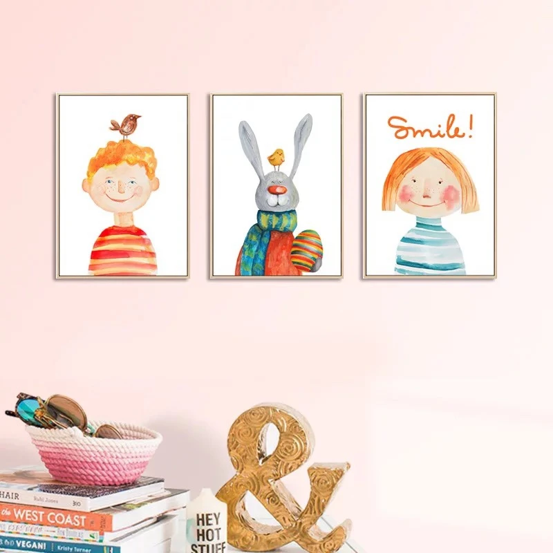 

Cartoon Baby Posters Personalized Boys Girls Poster Nursery Prints Pink Flowers Wall Art Canvas Painting Pictures Room