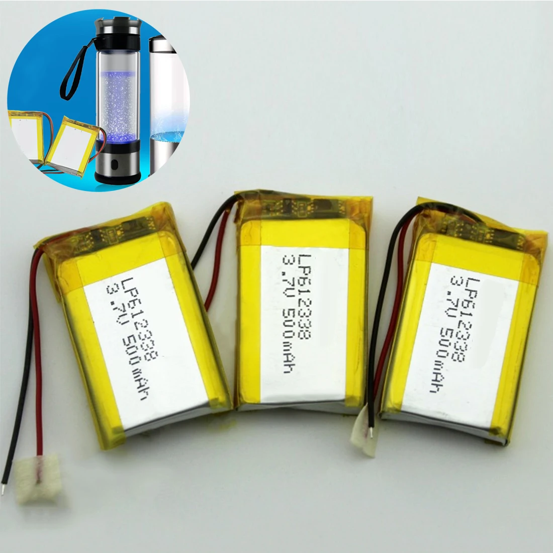 

612338 lithium polymer rechargeable battery 500mAh 3.7V lithium battery, used for recorder DVR GPS MP3 mobile phone speaker