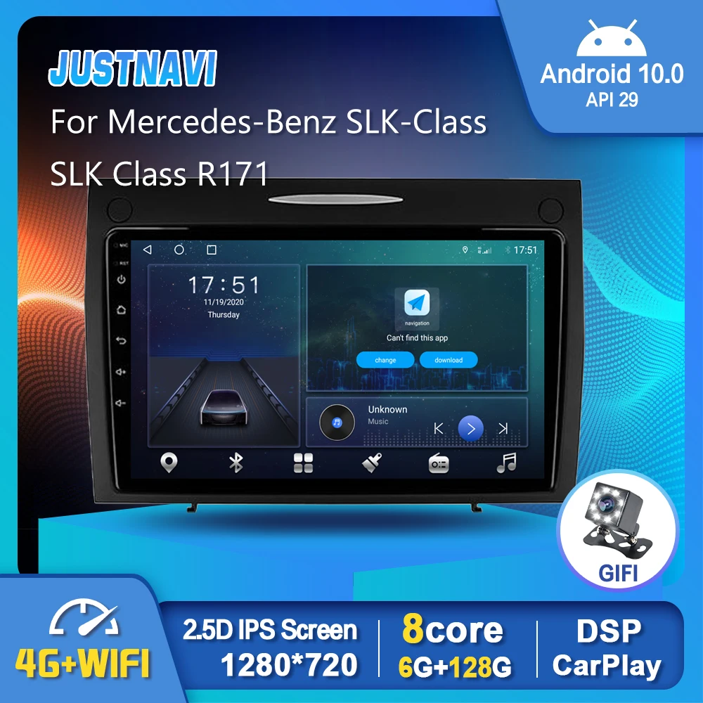 

JUSTNAVI Smart Car Radio Stereo For Mercedes Benz SLK-Class SLK Class R171 2004-2011 Multimedia Player Carplay Autoradio No DVD