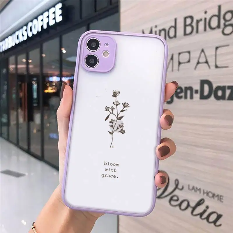 

Retro Aesthetic Flower art letter pattern Phone Case matte transparent For iphone 7 8 11 12 plus mini x xs xr pro max cover