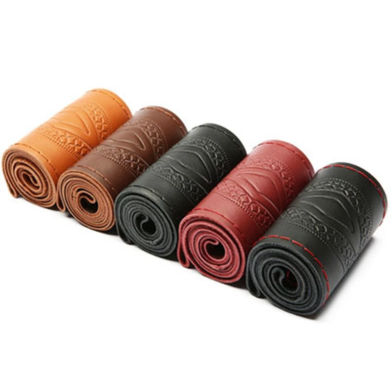 

Чехол на руль автомобиля suv диаметром 37/38 см, противоскользящая кожа с тиснением, аксессуары для тюнинга автомобилей, универсальная оплетка,...