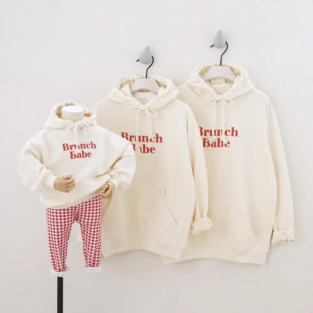 Dojhonkids Hoodies Family Matching Outfits Sport Sweatshirts for a of Three Hooded Parent-Child Clothing 2020 Couple Wear | Мать и