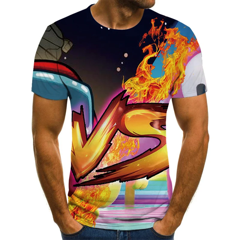 

New short-sleeved oversized T-shirt 3D printing hip-hop fashion men's and women's summer men's plus size T-shirt casual wear