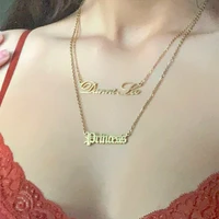 surgical steel initial necklace with custom name for women gold plated jewelry chain choker pendant personalized christmas gift