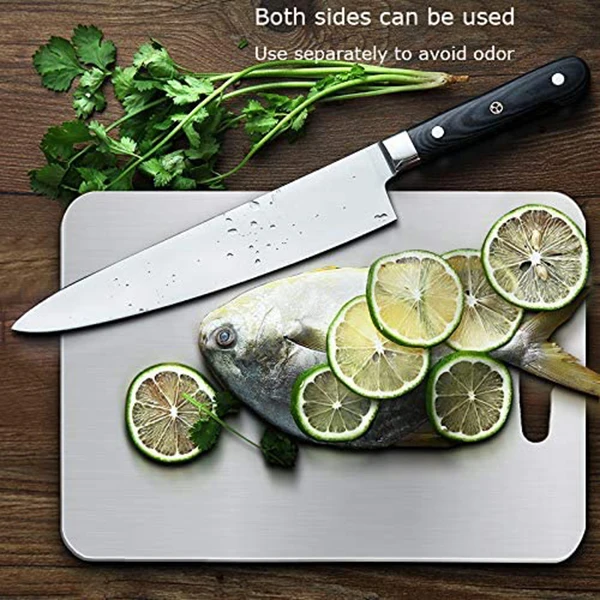 

304 Stainless Steel Cutting Board Wear-Resistant Anti-Rust Kitchen Household Rectangular Chopping Board,2 Pcs