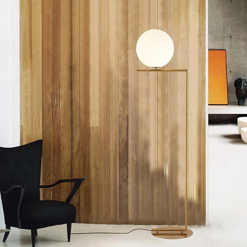 Латунная Напольная Лампа для гостиной спальни студии simpl круглый стеклянный шар