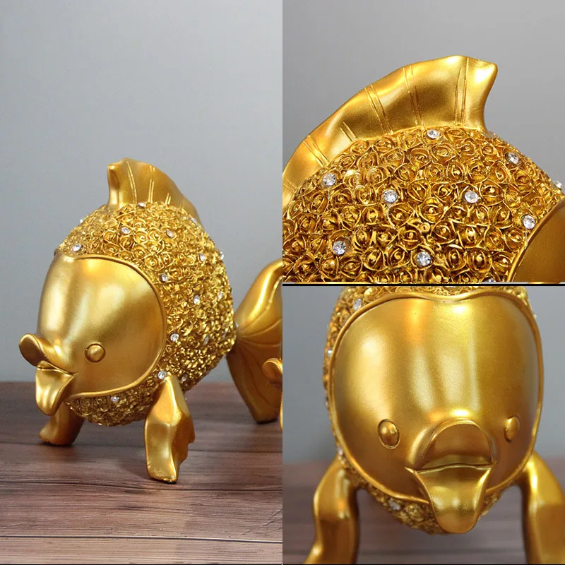 

New Creative Modern Abstract Resin Sculpture Goldfish Model Crafts Living Room Ornaments Home Living Room Decoration Accessories