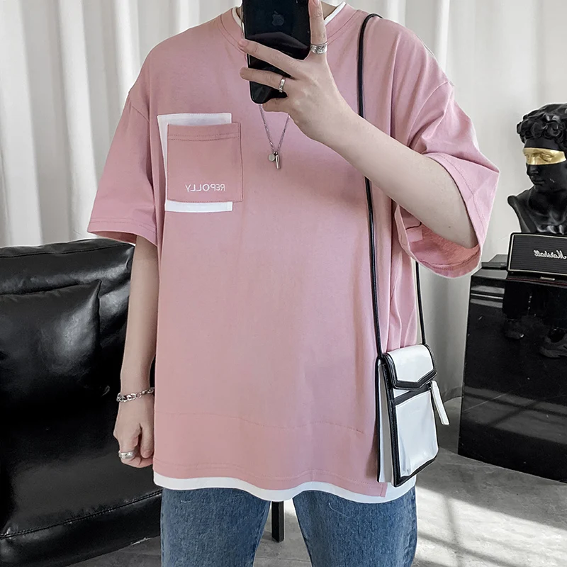 Новинка лета 2020 Молодежная популярная футболка с коротким рукавом и имитацией