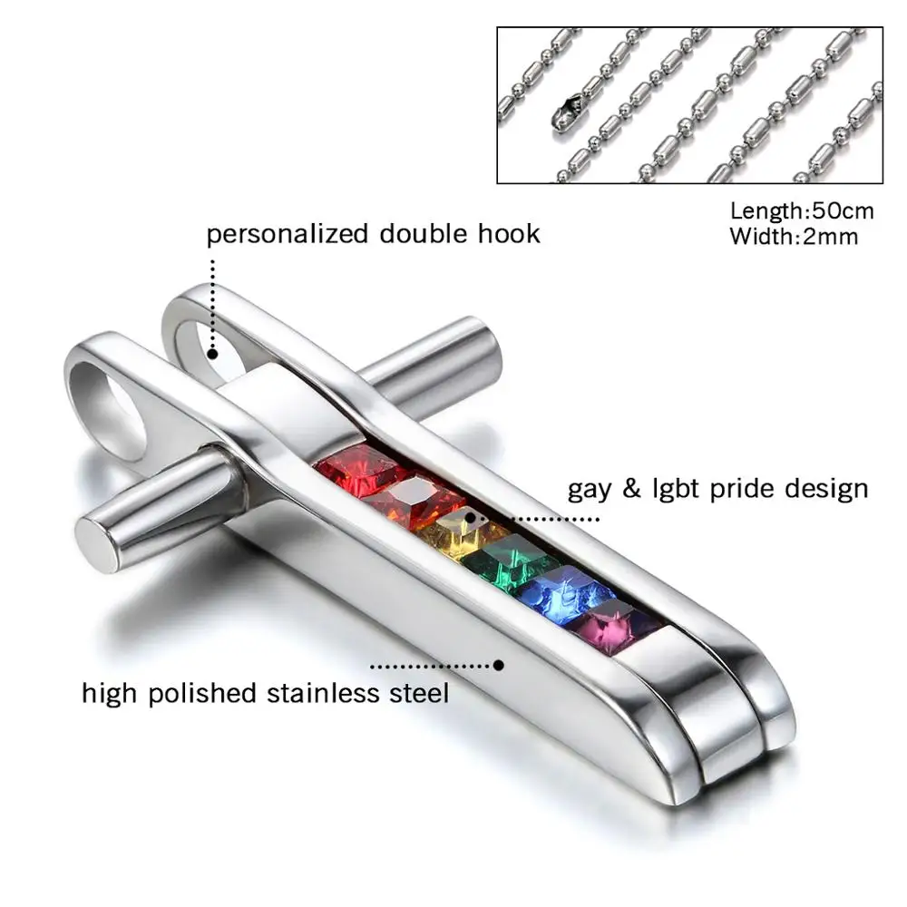 Новая Мода Гей Гордость ювелирные изделия из нержавеющей стали кулон ожерелье
