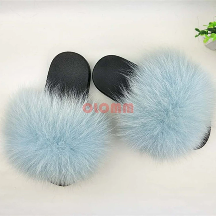 Тапки женские домашние из натурального меха пушистые тапочки с перьями плоская