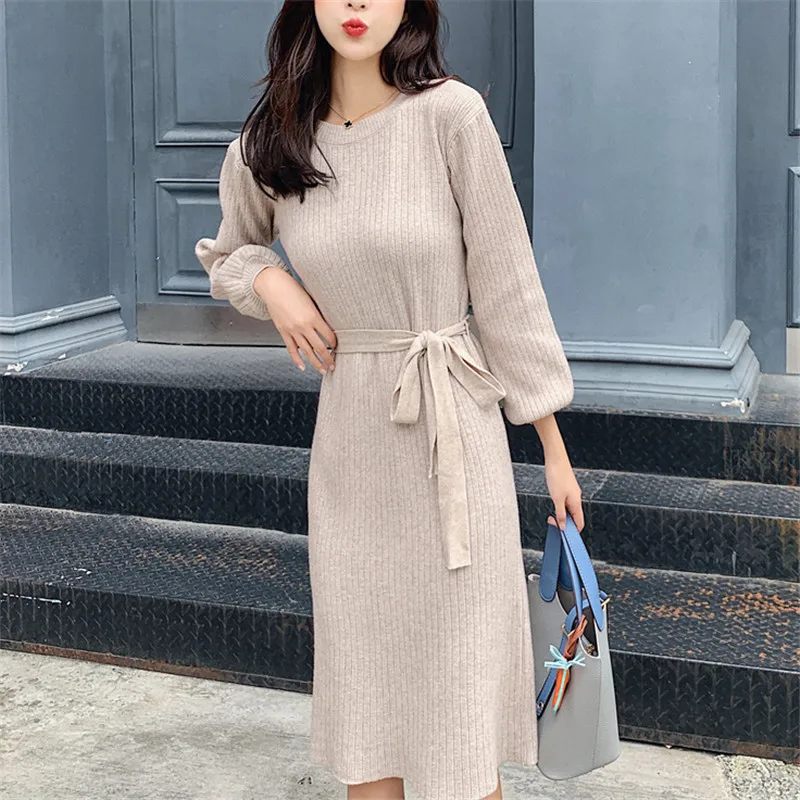 Модное платье-свитер женские вязаные свитера платья для женщин свитер с высокой