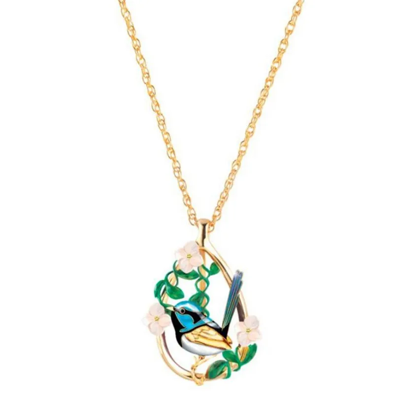 

Fashion cute blue bird dripping oil luxury necklace women romantic Valentine's day elegant temperament jewelry gift wholesale