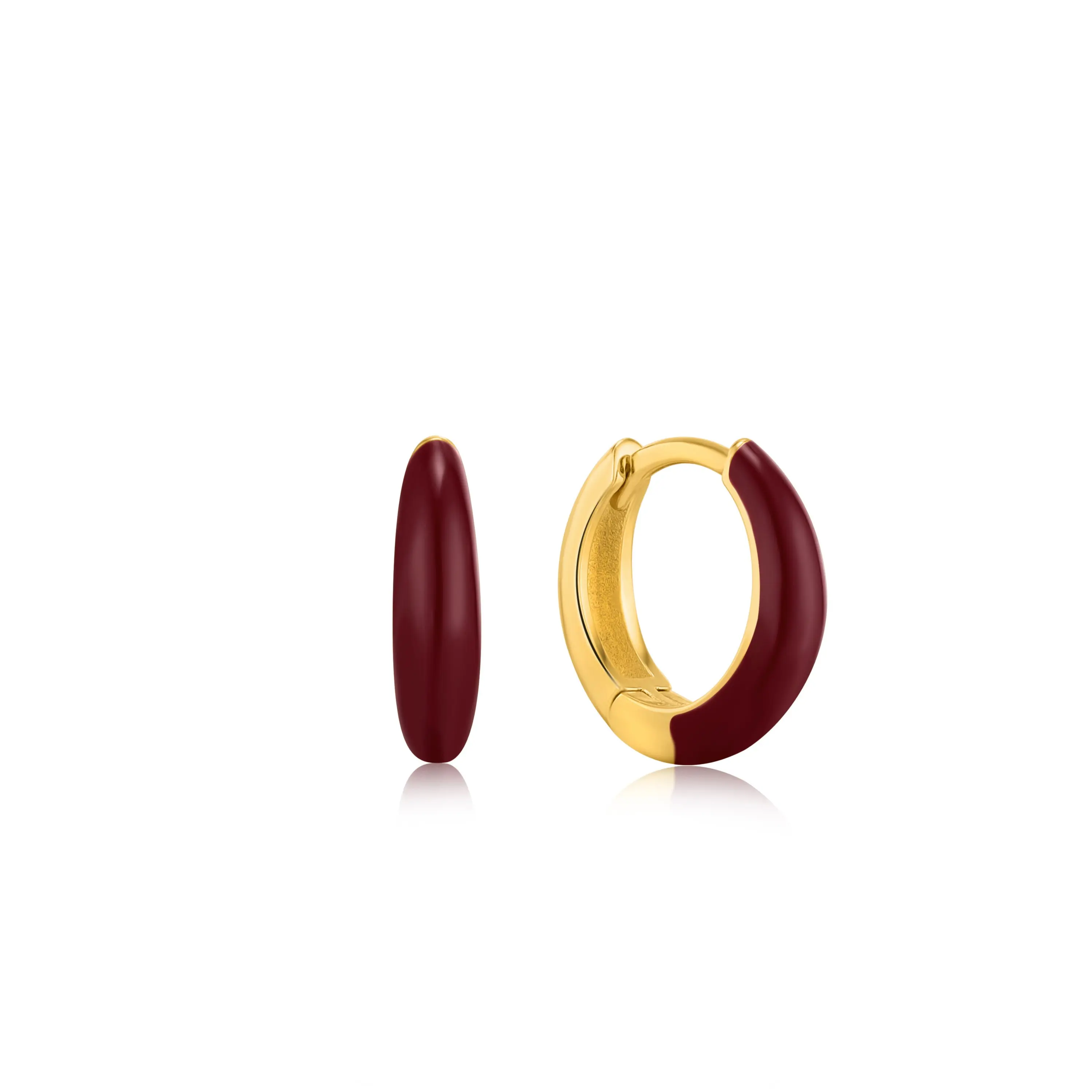 

MANI E PIEDI Claret Red Enamel Gold Sleek Huggie Hoop Earrings For Women Cute Small Bohemia Luxury Quality Jewelry Female Gift