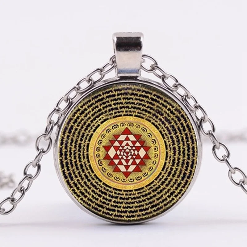 

Ancient Sri Yantra Symbol Necklace Talisman Sacred Geometry Meditation Jewelry Chakra Spiritual Mandala Buddhist Necklace