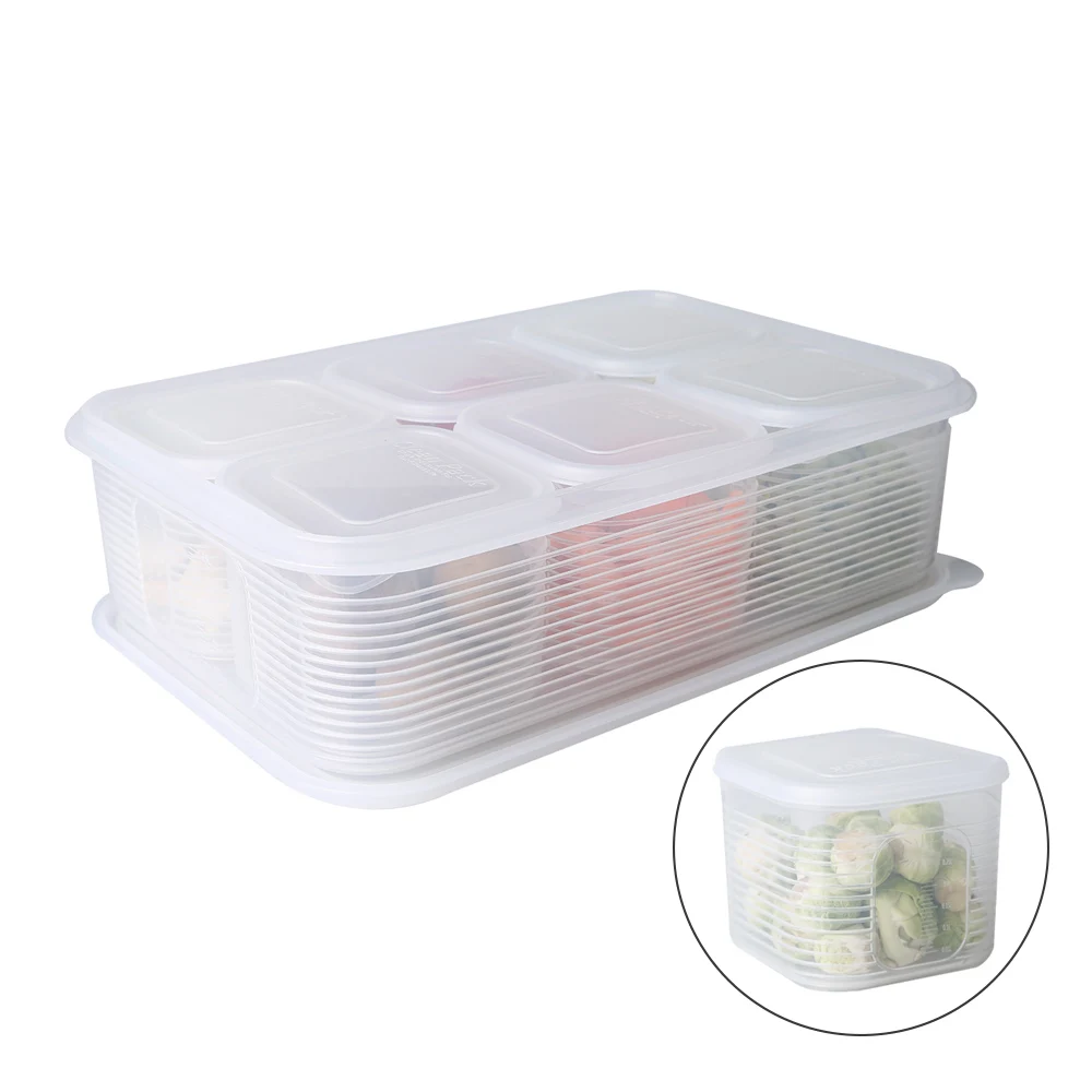 Прозрачная герметичная коробка для сохранения свежести 6 ячеек полипропиленовый