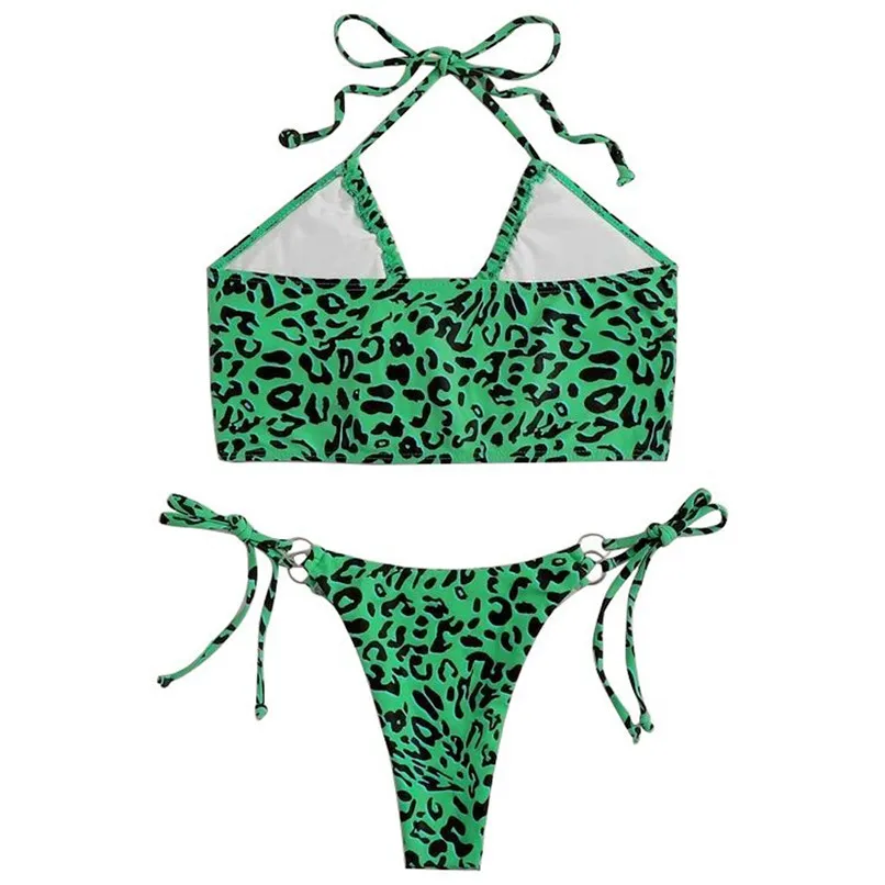 

Sexy Women Leopard Printed Bikini Lace-up Swimsuit Padded Swimwear Swimsuit Set Maillot de bain femme #40D03