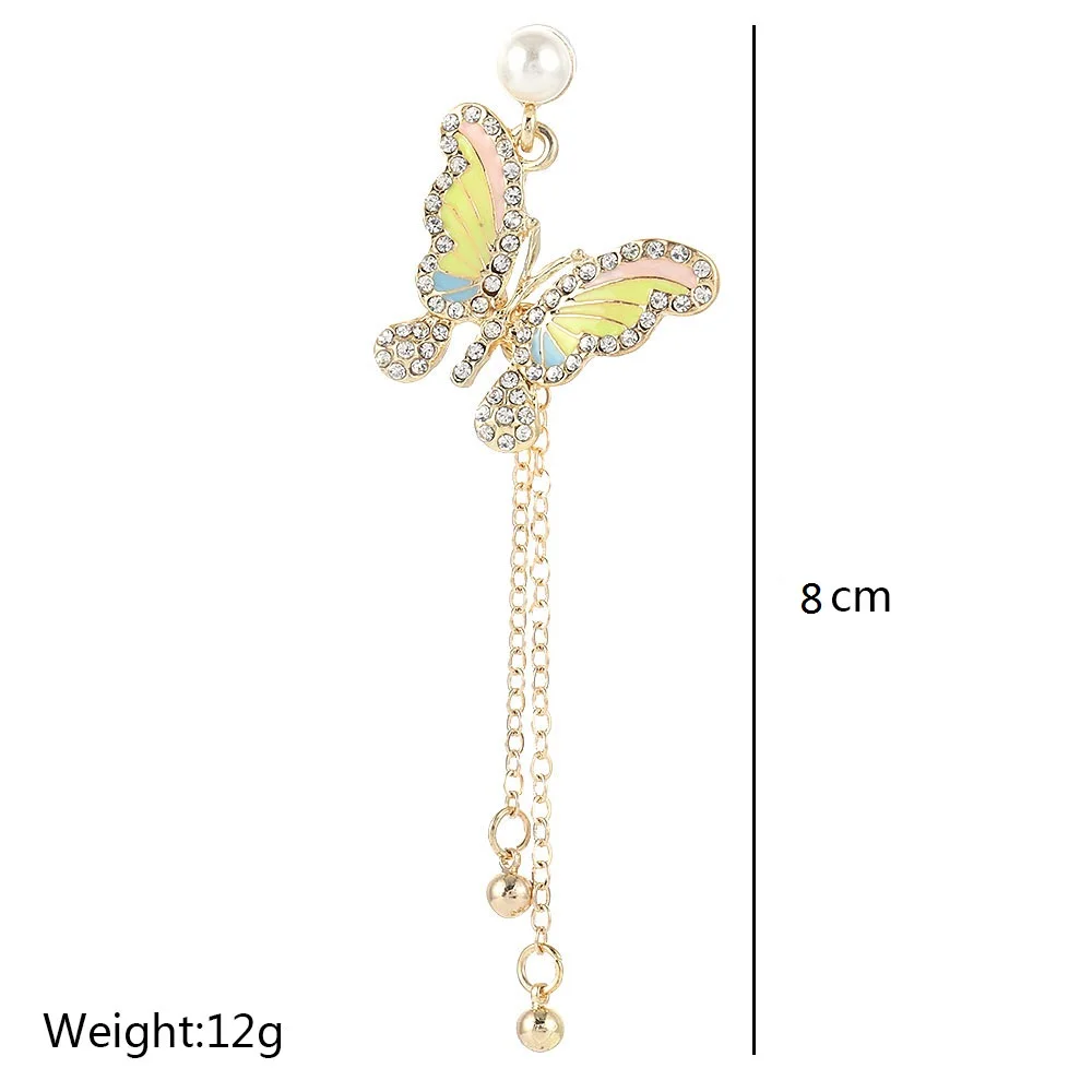 

Spring Series Korean Retro Cute Butterfly Imitation Pearl Earrings Fashion Flower Long Statement Wings Earrings Jewelry Gift