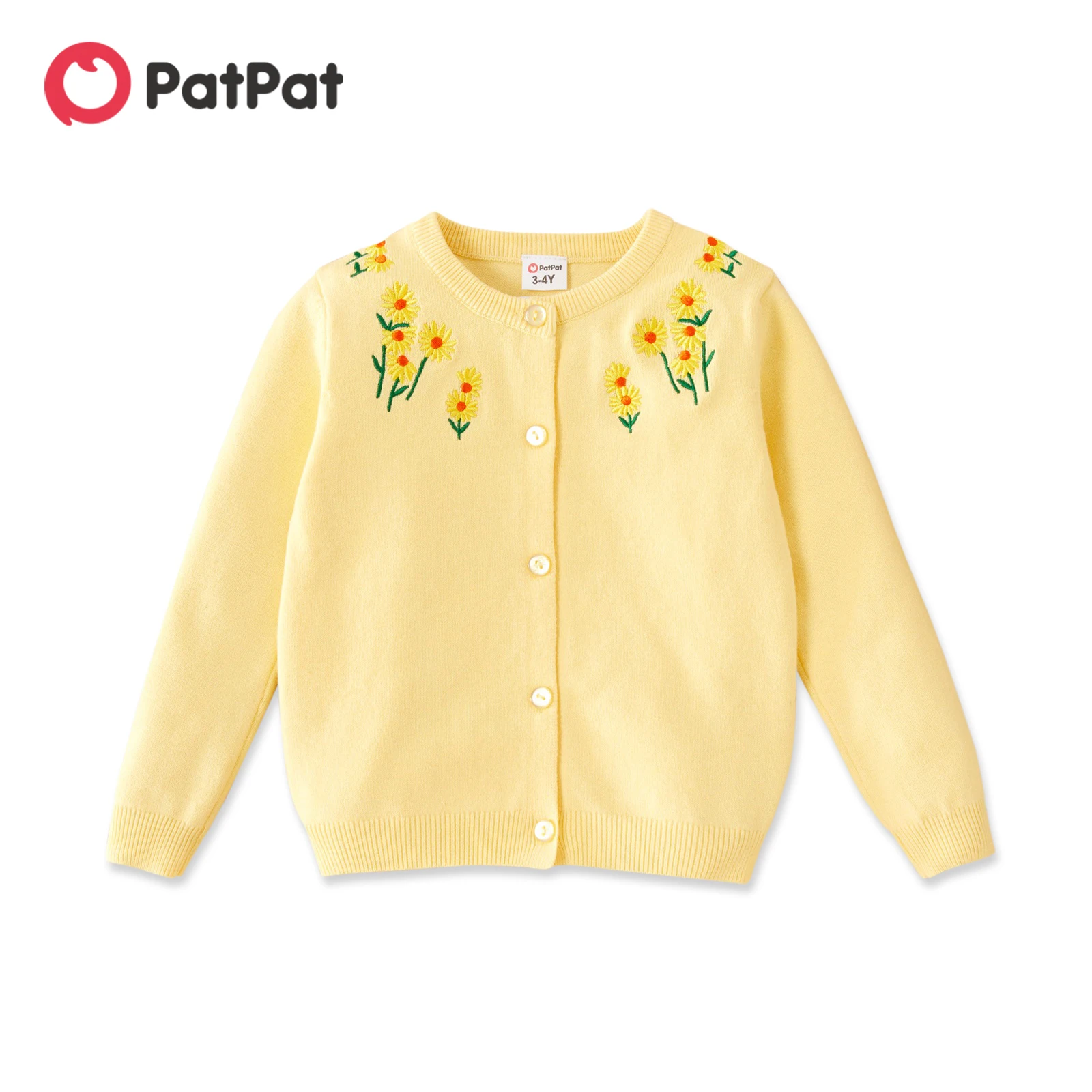 

PatPat Toddler Girl Button Design Floral Print Sweater Cardigan