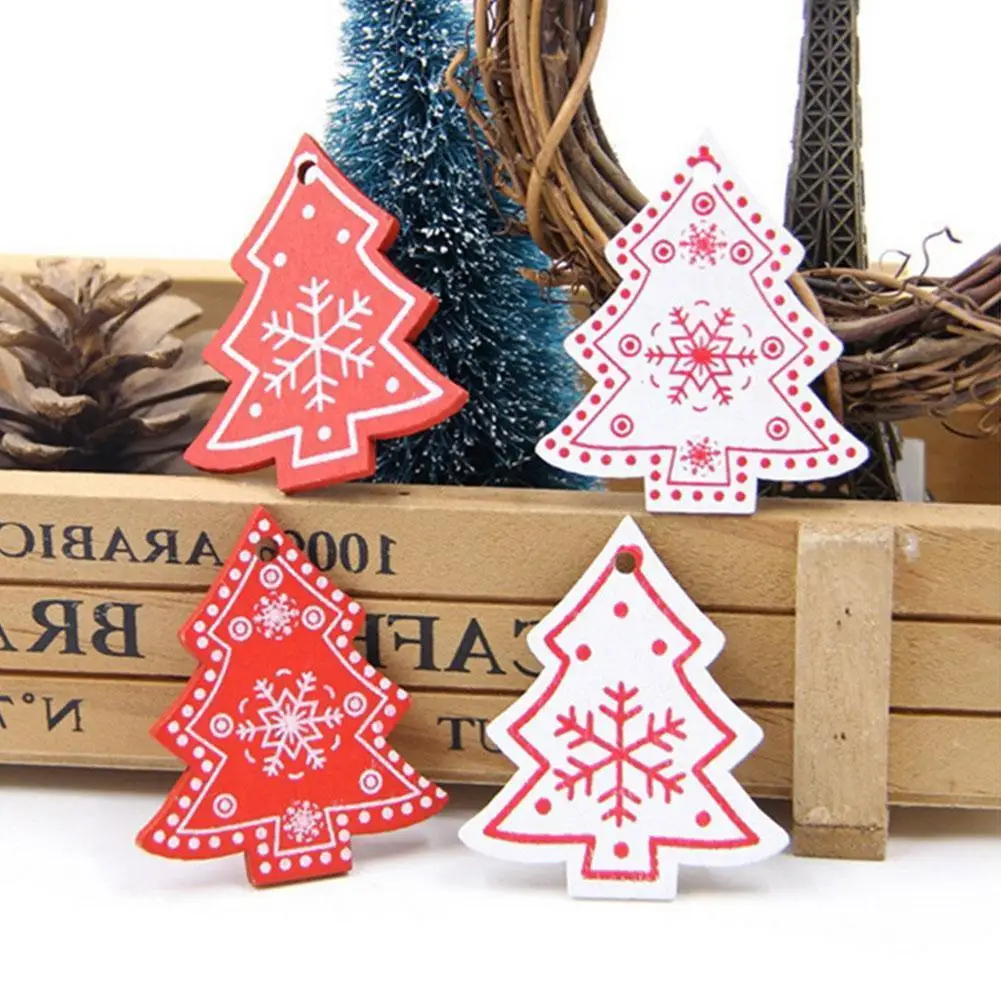 

24PCS Wooden Christmas Tree Hanging Ornaments Wall Ceiling Window Decorations DIY Craft Wooden Christmas Accessories