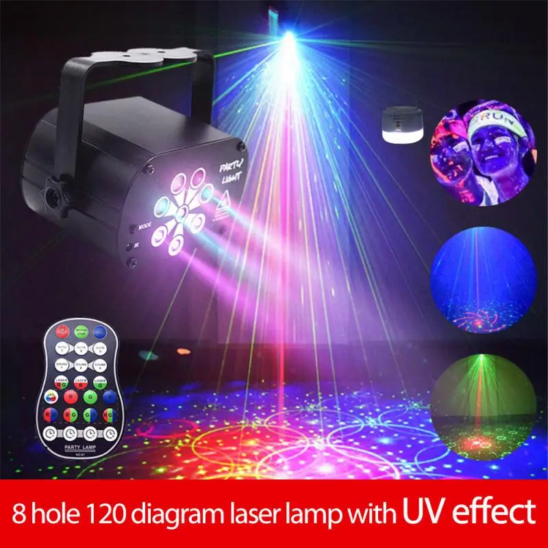 

120 Patterns USB Rechargeable Led Laser Projector Lights RGB UV Party Disco Light for Wedding Party Birthday Party smart home