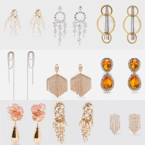 Оптовая продажа, длинные висячие серьги JUJIA za с кристаллами для женщин, модные геометрические украшения из искусственного жемчуга, аксессуары