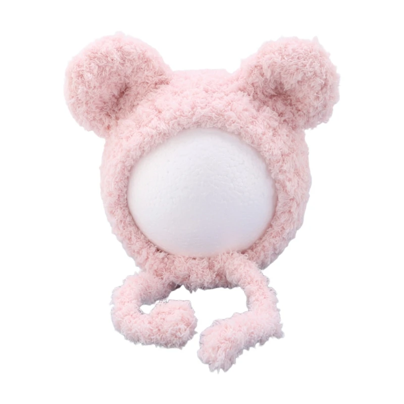 

Autumn Winter Warm Cute Baby Plush Beanie Cap Ear Protection Solid Color Hat for Kids Children Girls Boys T8ND