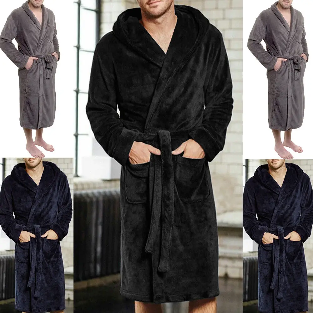 

Fashion Casual Mens Bathrobes Robe V Neck Long Sleeve Couple Men Woman Robe Plush Shawl Kimono Warm Male Bathrobe Coat