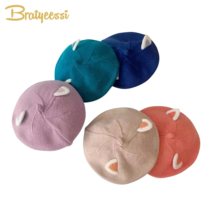 

Baby Winter Hat for Girls Knitted Cartoon Kids Hat Elastic Baby Beanie Kids Cap Children Beret Hats 2-5Y 10 Colors