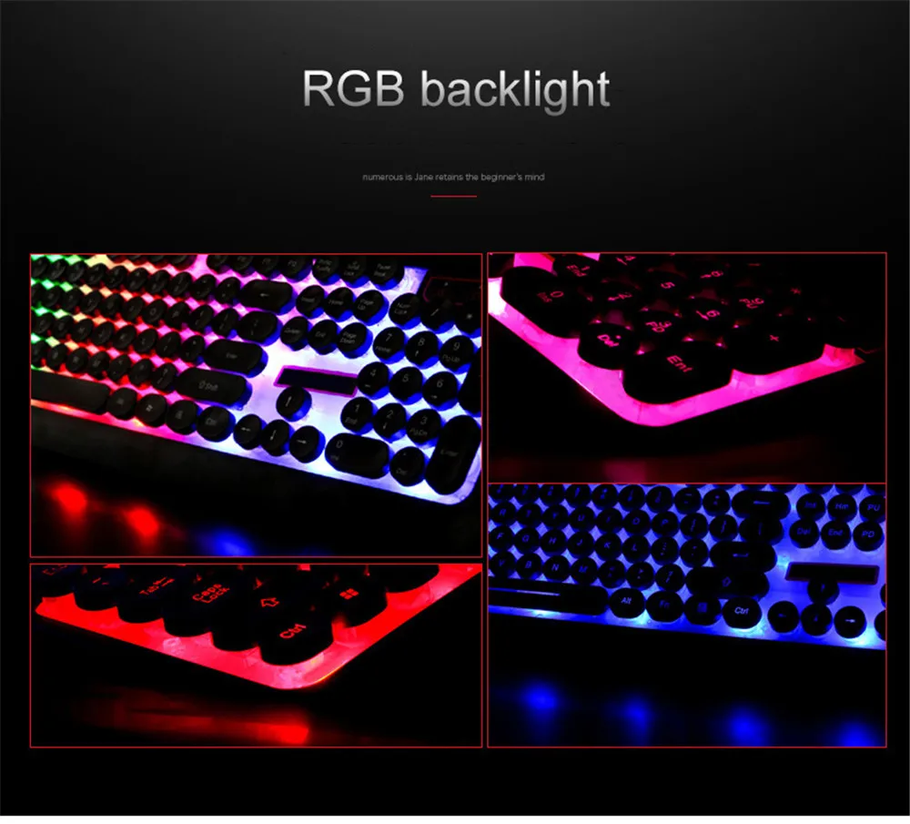 USB Проводная игровая клавиатура RGB Механическая с подсветкой ощущение клавиатуры для Macbook lenovo круглые брелки PC компьютерная клавиатура геймер