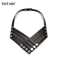 totabc female black genuine leather necklaces pendants for women fashion jewelry harajuku accessories