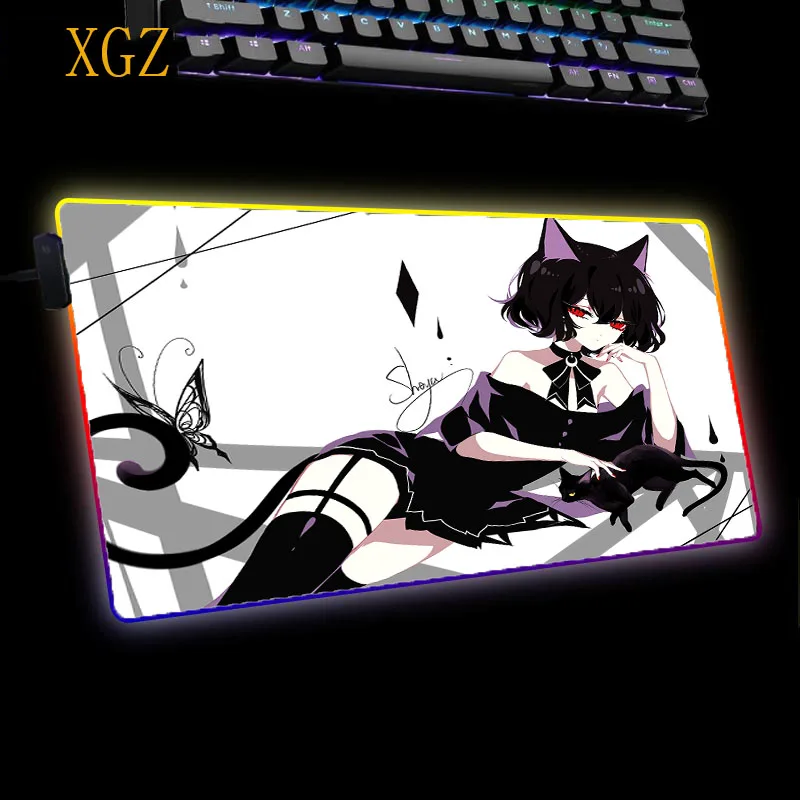 Коврик для мыши XGZ XXL с аниме-принтом девочек RGB-подсветсветодиодный | Компьютеры и