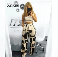 africa style women sleeveless crop top long pants tracksuit one shoulder track suit 2 piece set pants suit sleeveless long pants