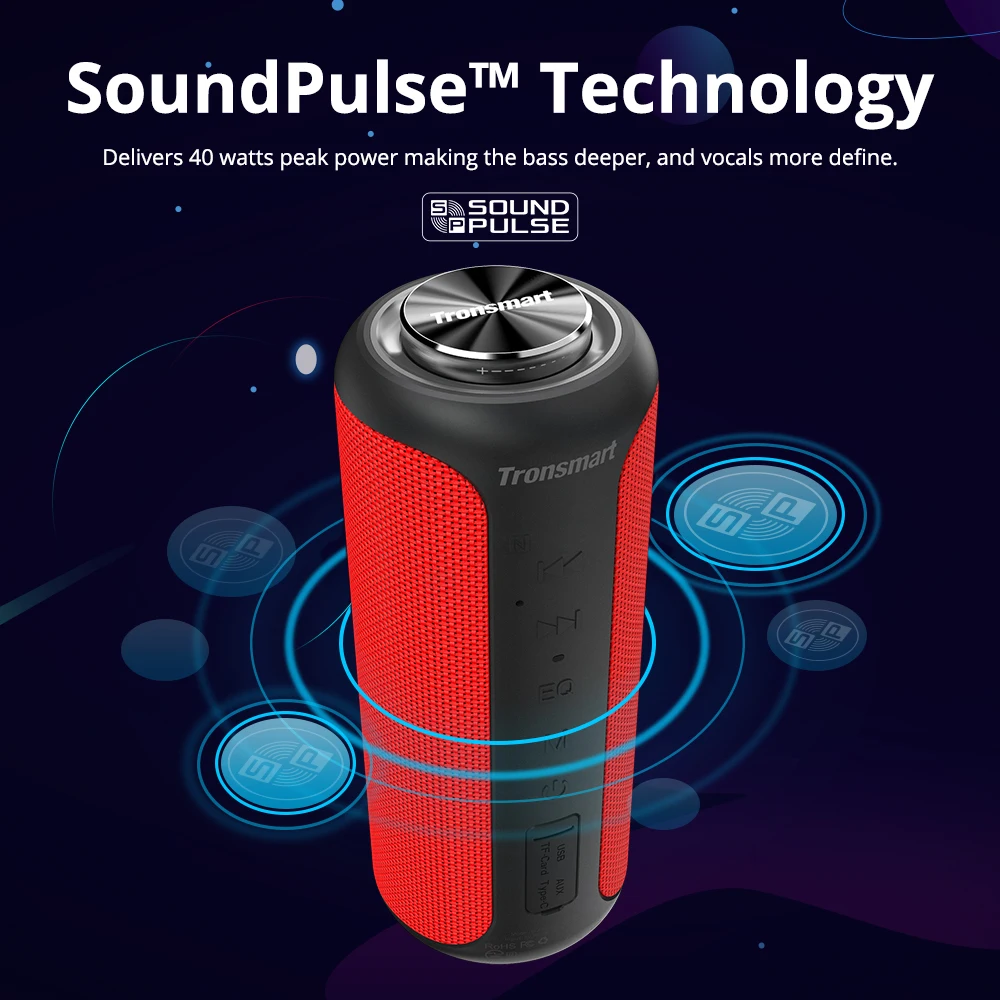 Обновленный Bluetooth-динамик Tronsmart T6 Plus TWS 40 Вт Беспроводная колонка 360 ° объемный