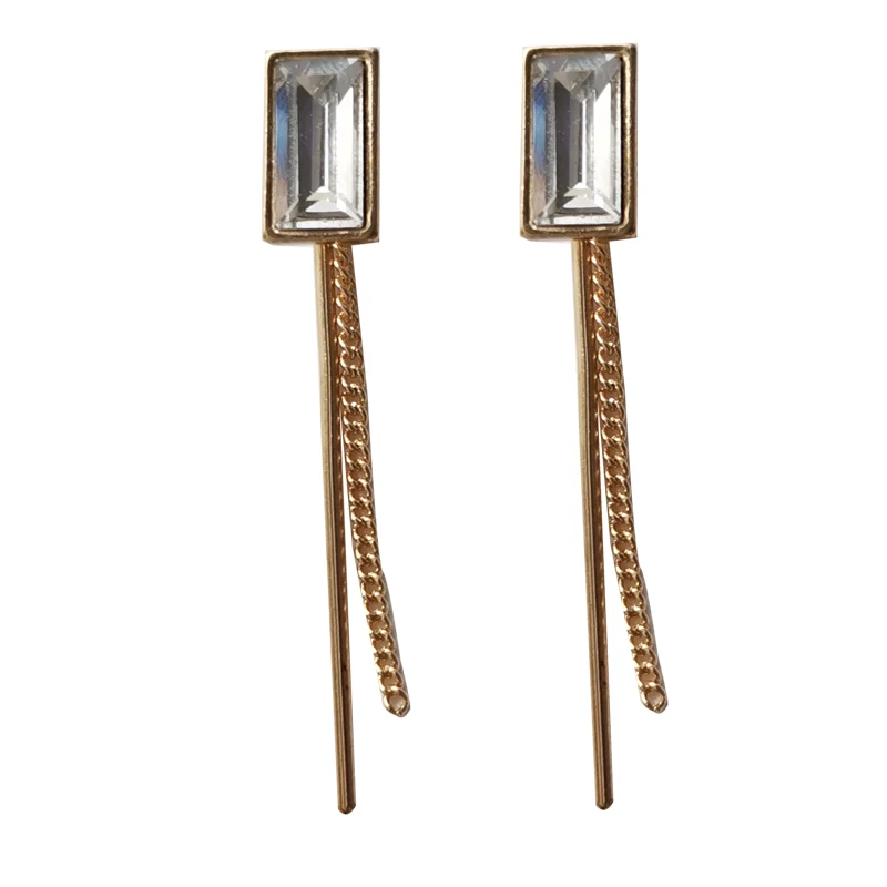 

Mihan Trendy Jewelry Glass Earrings 2021 New Design Golden Plating Metal Stick Chain Drop Earrings For Girl Fine Accessories