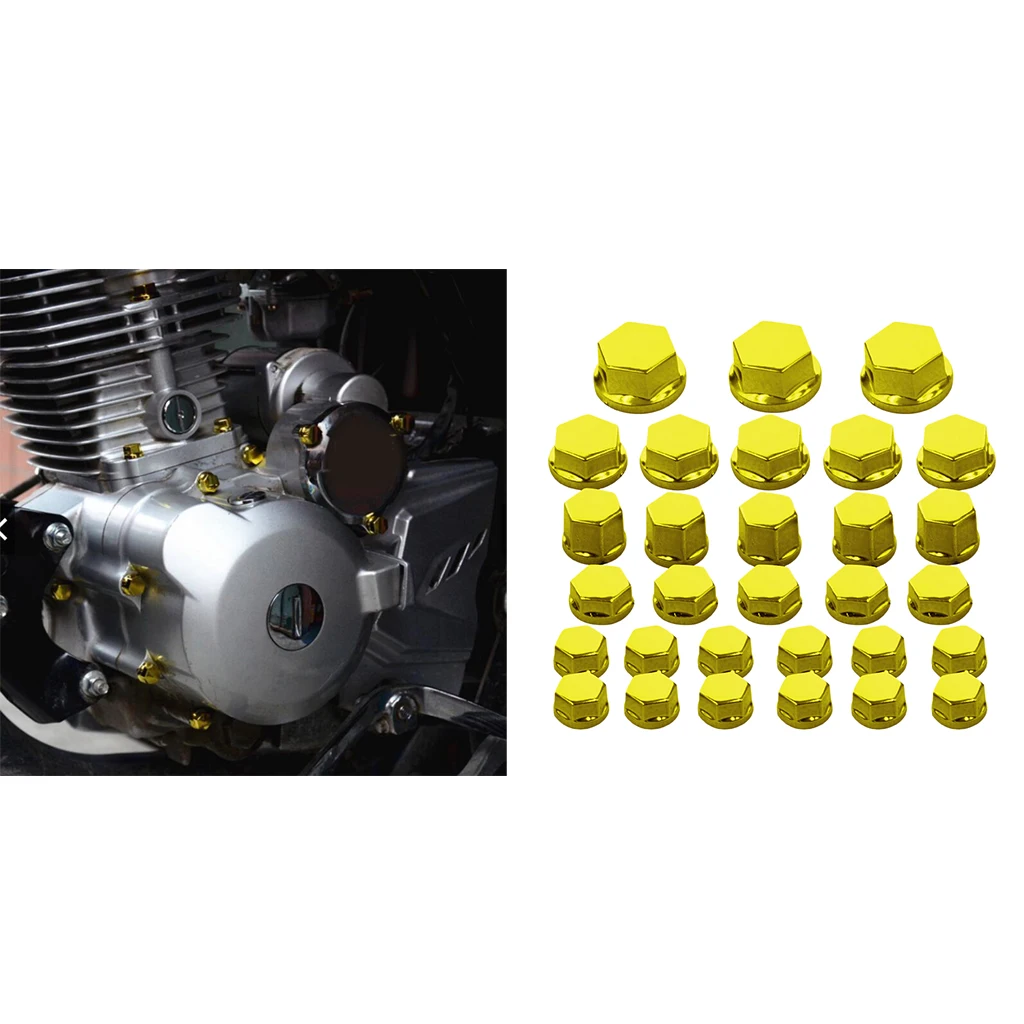 

30Pc Motorcycle Nut Screw Cover for Yamaha for Kawasaki for Honda Black