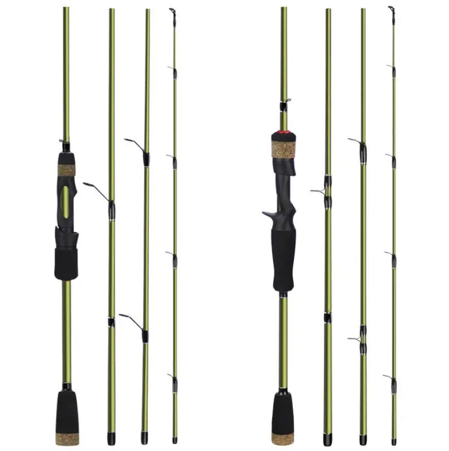 Portable Fishing Rods 1.8m/2.1m Ultralight Carbon Fiber Travel Casting Spinning Fishing Rods 4 Section