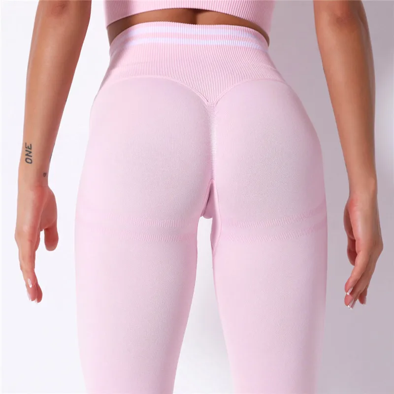 

Stretchy Gym Skinny Seamless Yoga Leggings Tummy Control Fitness Pants High Waist Sport Gym Leggings Running Black Pants Women