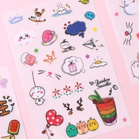 6sheetsbag korean creative cartoon cute girl sticker hand account kawaii aesthetic pegatina student stationery school supplies