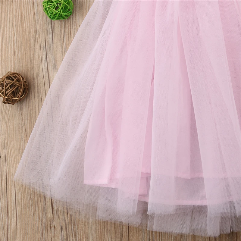 AA Flower Girls Dress Girls Dresses Kids Girl Lace Tulle Tutu Party Wedding Dress Floral Print Sleeveless Long Sundress