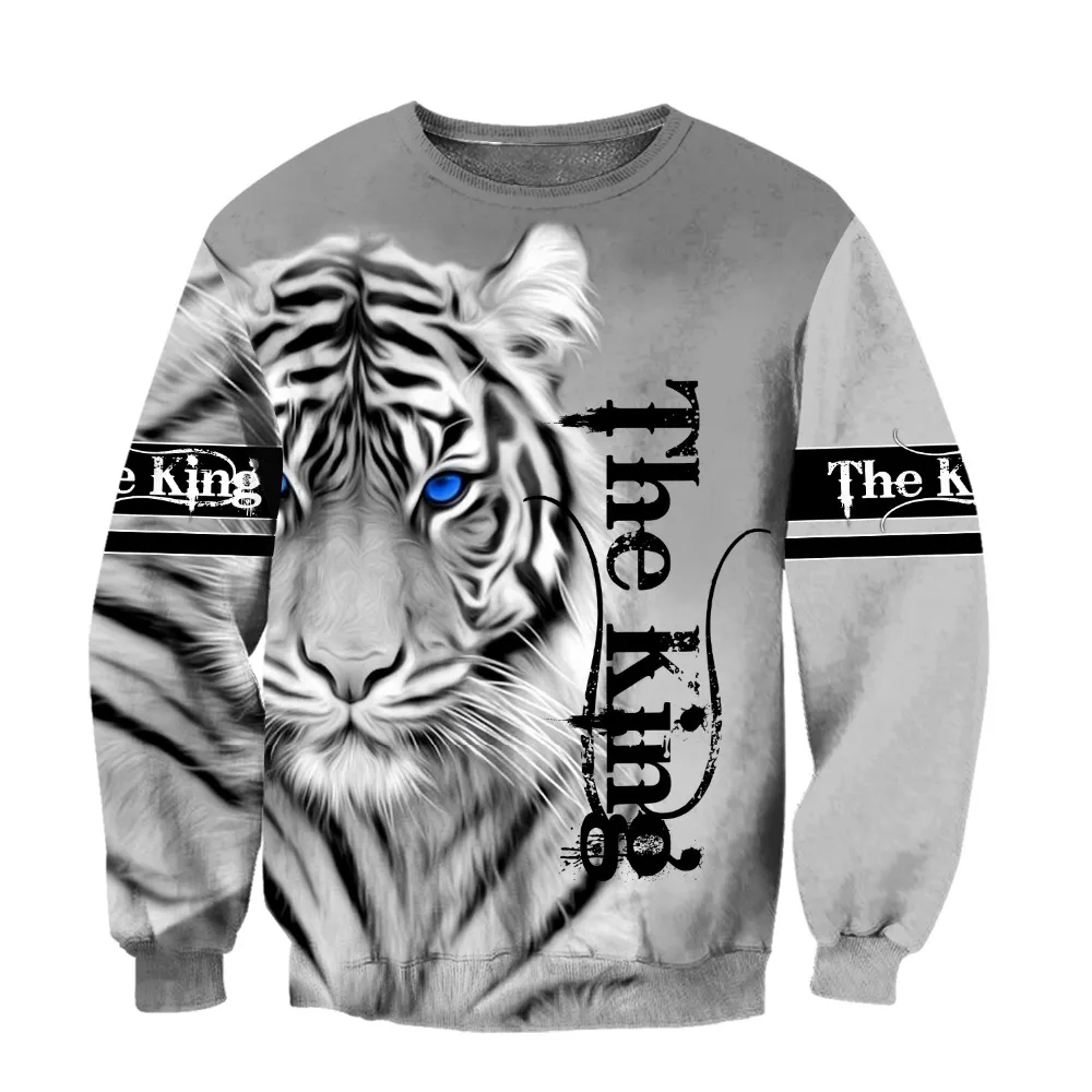 

Fashion Men's White Tiger Hoodie Animal Sweatshirt Funny Tiger Lion Party Street Camping Fishing Hip Hop Large High Quality 2021