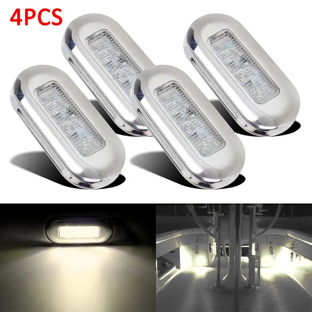 

4PCS 12V 3 LED Boat Stair Deck Side Marker Light Indicator Turn Signal Lighting Courtesy Lights Marine Boat Accessory Taillights
