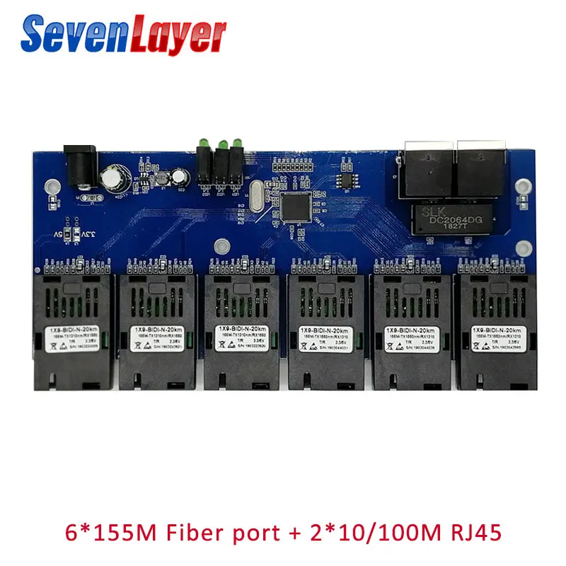 10/100M 2 RJ45 6 155 м SC волокно Порты и разъёмы Fast Ethernet конвертер 20 км Ethernet волоконно-оптический медиа конвертер PCBA